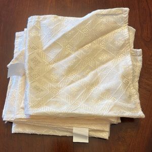 4x6 ivory table cloth with 6 napkins, beautiful detail